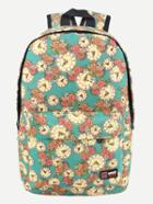 Shein Green Rose And Clock Print Canvas Backpack
