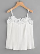 Shein Hollow Out Crochet Lace Panel Ribbed Cami Top