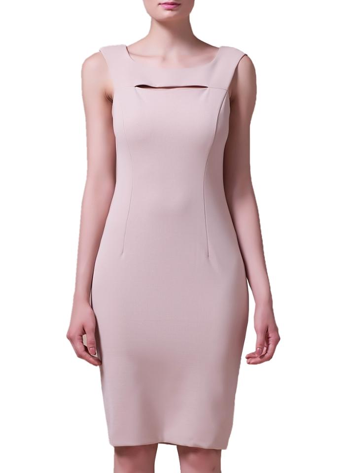 Shein Apricot Sleeveless Hollow Knee Length Sheath Dress