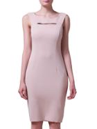 Shein Apricot Sleeveless Hollow Knee Length Sheath Dress