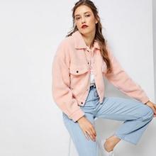 Shein Drop Shoulder Button Up Teddy Jacket