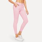 Shein Solid Skinny Button Jeans