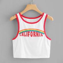Shein Graphic Print Ringer Crop Top