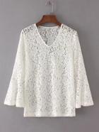 Shein Bell Sleeve Crochet Lace Top