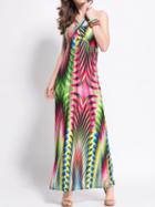 Shein Multicolor Halter Bohemia Fashion Dress