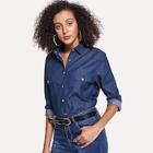 Shein Stitch Detail Single Breasted Denim Shirt