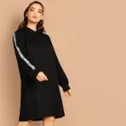 Shein Plus Lettering Tape Detail Hoodie Dress