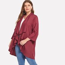 Shein Plus Roll Tab Sleeve Waterfall Coat