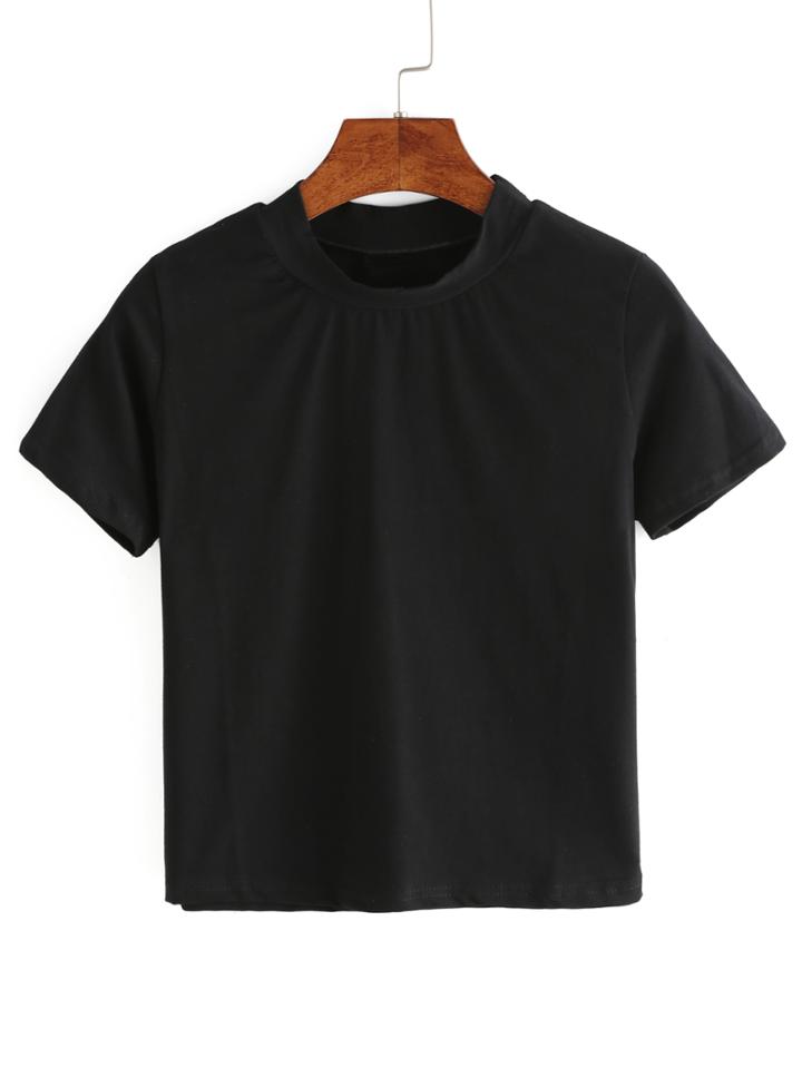 Shein Black Crew Neck T-shirt