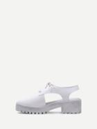 Shein White Faux Leather Lace Up Top Pumps