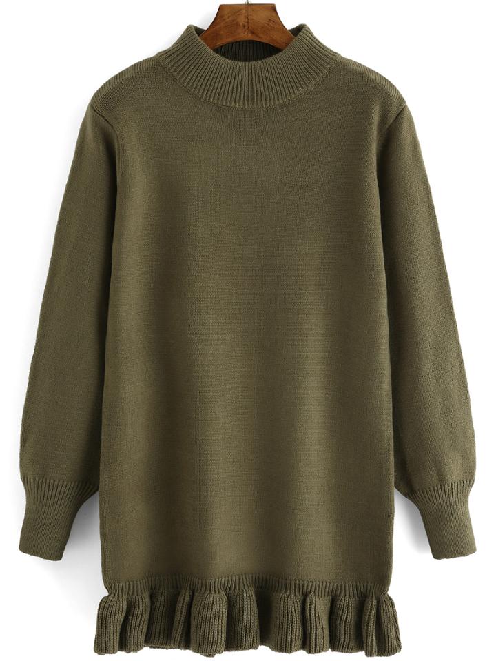 Shein Mock Neck Ruffle Sweater Dress