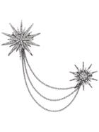 Shein Silver Flower Shaped Rhinestone Chain Brooch