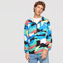 Shein Men Zip Front Graphics Print Jacket