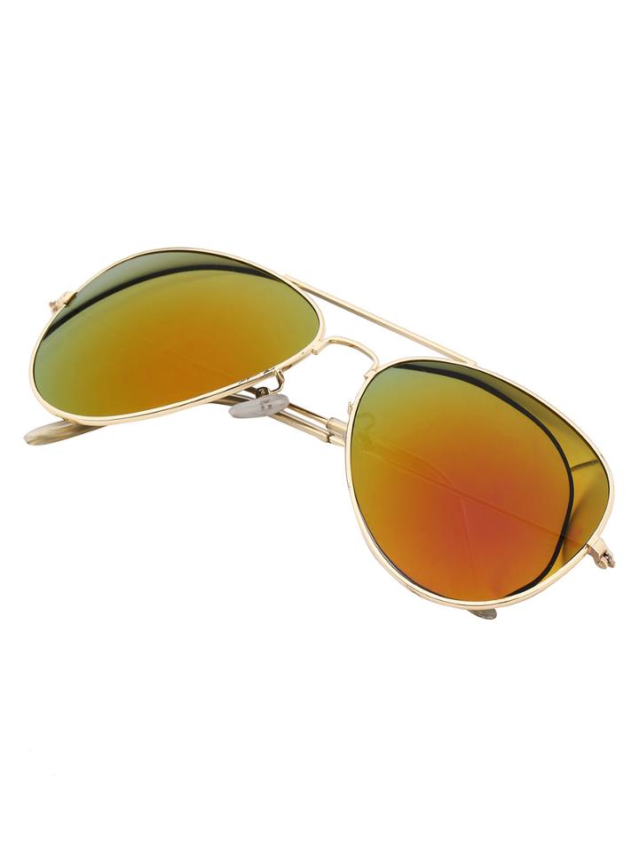 Shein Golden Lenses Top Bar Sunglasses