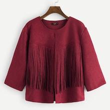 Shein Plus Fringe Detail Suede Coat