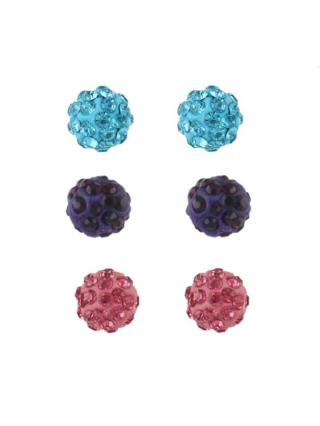Shein Rhinestone Colorful Ball Earrings Set