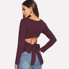 Shein Knot Back Solid Tee