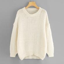 Shein Loose Knit Dip Hem Jumper