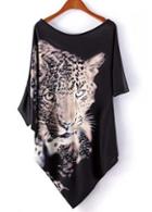 Rosewe Casual Style Leopard Head Print Batwing Sleeve T Shirts