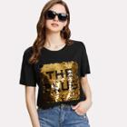 Shein Embroidered Sequin Detail T-shirt