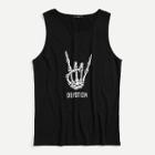 Shein Men Skeleton Hand And Letter Print Tank Top