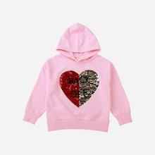 Shein Toddler Girls Contrast Sequin Hooded Sweatshirt