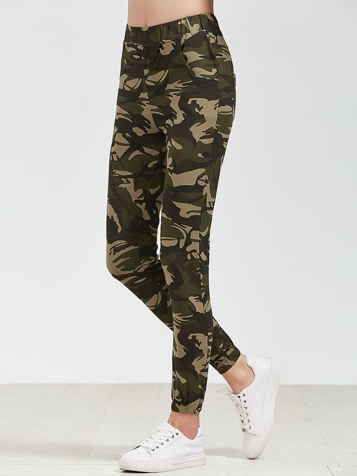 Shein Camo Print Elastic Waist Pants