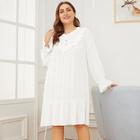 Shein Plus Button Embellished Ruffle Trim Night Dress