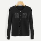 Shein Pocket & Button Front Ribbed Jumper
