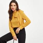 Shein Mock Neck Bow Embellished Top