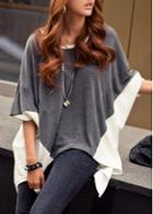 Rosewe Charming Color Block Round Neck Woman T Shirt