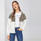 Shein Leopard Print Collar Teddy Coat