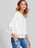 Shein V-cut Neck Scalloped Laser Cut Top