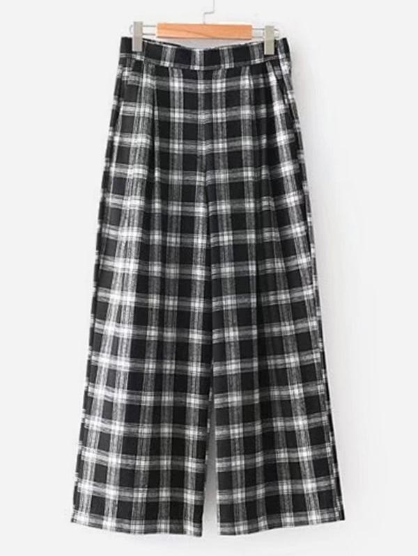 Shein Wide Leg Plaid Pants