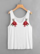 Shein Symmetric Rose Patch Raw Edge Tank Top