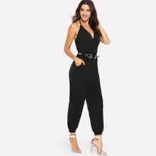 Shein Open Back Surplice Jumpsuit