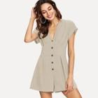 Shein Batwing Sleeve Single Breasted Jumpsuit