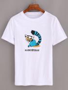 Shein White Animal Print T-shirt