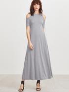 Shein Heather Grey Open Shoulder A Line Long Dress