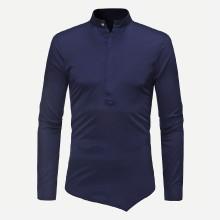 Shein Men Plain Asymmetric Hem Blouse