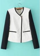 Rosewe Chic Zipper Closure Long Sleeve Color Block Jacket