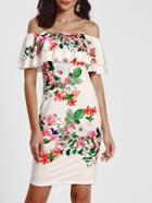 Shein Layered Ruffle Blooming Bardot Dress