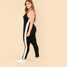 Shein Plus Contrast Panel Side Unitard Jumpsuit