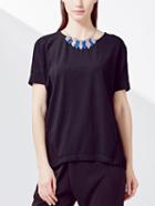 Shein Black Pleated Loose T-shirt