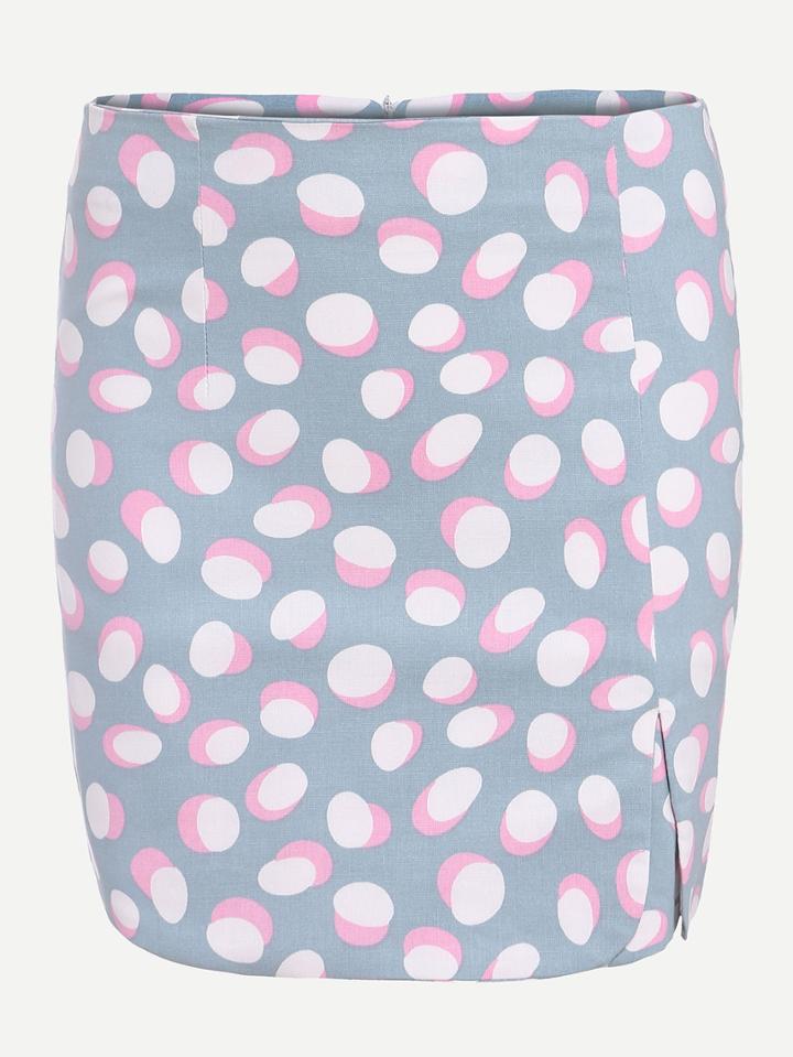 Shein Multicolor Dot Print Pencil Skirt