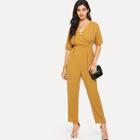 Shein Wrap Front Fold Pleat Jumpsuit