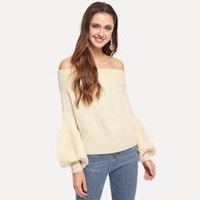 Shein Bishop Sleeve Off The Shoulder Jumper