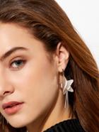 Shein Silver Plated Star Straight Bar Drop Earrings