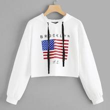 Shein Drop Shoulder Graphic Drawstring Hoodie
