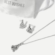 Shein Animal Charm Rhinestone Necklace & Stud Earrings